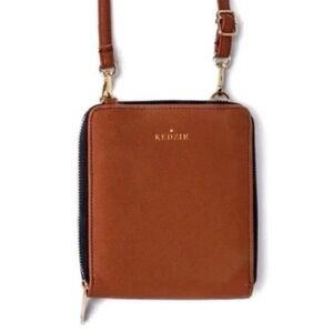 Kedzie Best Little Bag Mini Vegan Leather Crossbody Purse in Chestnut Brown